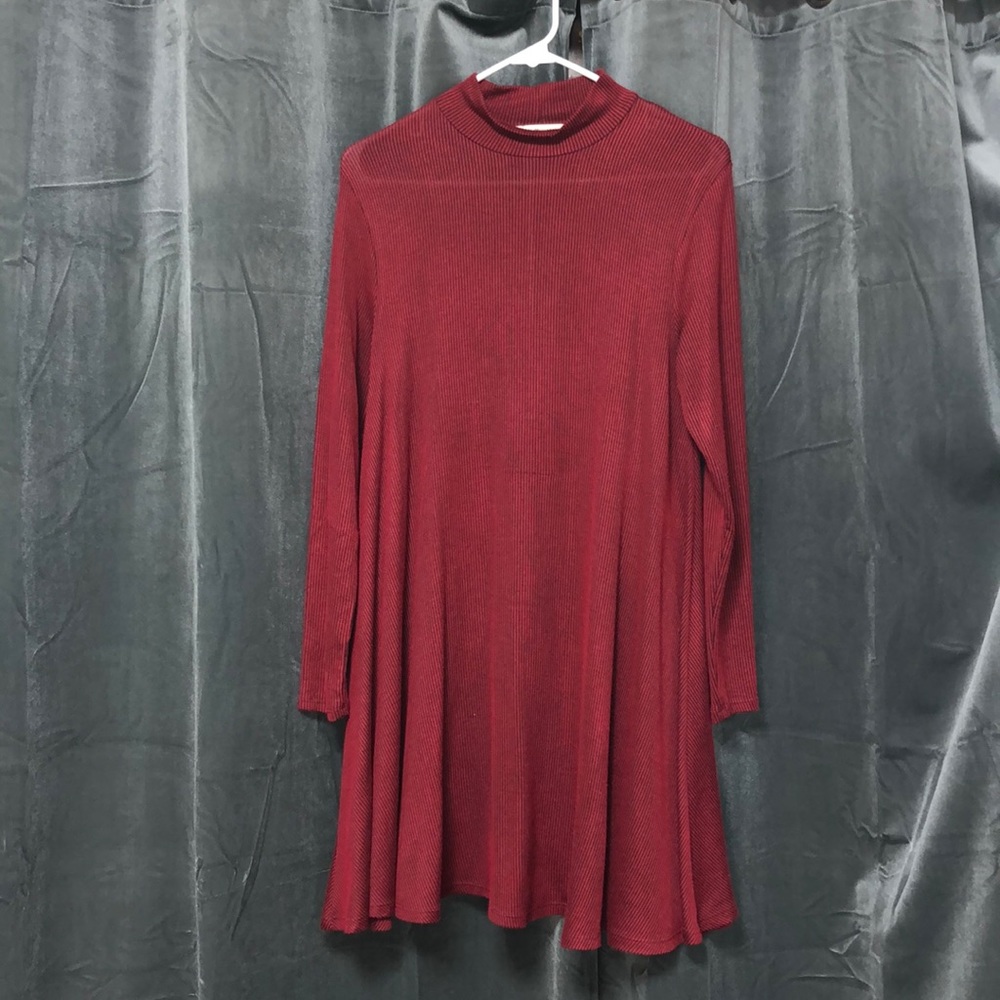 Molly Green Red and Black Striped Turtleneck Dress